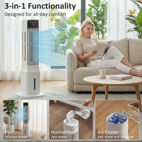 HOMCOM Przenośny klimatyzator, 3-w-1 klimatyzator parowy z 9-litrowym zbiornikiem na wodę, oscylacja 48°, 3 prędkości, 3 tryby, biały | Aosom PL