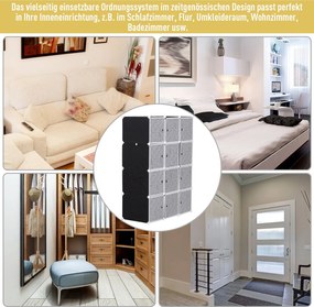 Homcom Szafa na Ubrania Garderoba Półki Wieszak 2+6 Kostek PP Czarny Biały Praktyczna 111x47x145cm | Aosom PL