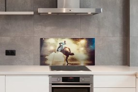 Panel szklany do Kuchni Mężczyzna w Tańcu z Dymem