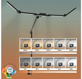 LED elastyczna lampa biurkowa 24W 230V 3000-6500K CRI 92 czarna