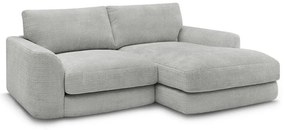Jasnoszary narożnik z tkaniny szenilowej (prawostronny/z szezlongiem) Leonore – Bobochic Paris