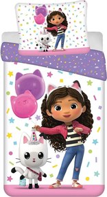 Bawełniana pościel dziecięca jednoosobowa 140x200 cm Gabby's Dollhouse "Confetti" – Jerry Fabrics