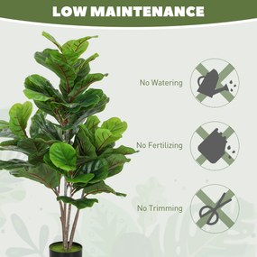 HOMCOM Sztuczne drzewko figowe 110 cm, sztuczna roślina w doniczce, dekoracja, prezent