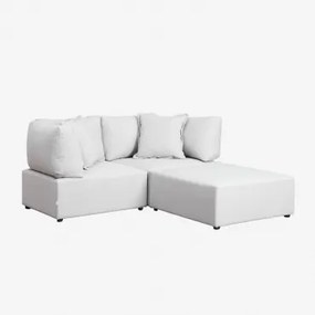 Dwuczęściowa Sofa Modułowa Z 2 Narożnikami I Pufem Kata Beżowy Krem - Sklum