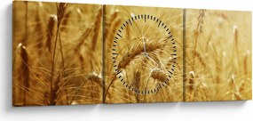 Obraz - Kłosy zboża (z zegarem) (90x30 cm)