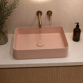 Massi Umywalka ceramiczna nablatowa różowa bez otworu na baterie 50 x 35 cm LERA pink