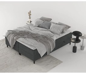 Ciemnoszare łóżko boxspring ze schowkiem 200x200 cm Malte – Maison de Rêve