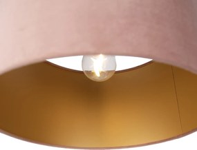 Lampa wisząca czarna z różowym kloszem i złotym wnętrzem 35 cm 3-źródła światła - Cava