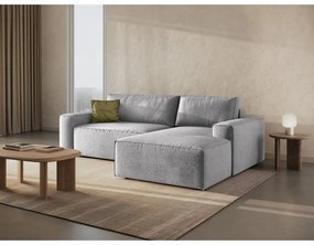 Jasnoszary rozkładany narożnik z materiału bouclé (prawostronny) Jodie – Micadoni Home