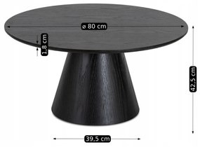 Stolik Kawowy CASSANDER MAX 80 cm Czarny Nowoczesny Loft