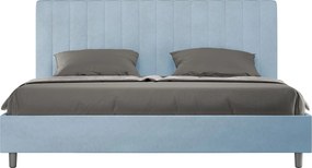 Łóżko wyposażone w stelaż z listwami z pojemnikiem tapicerowane 180x190 microfibra szary Agueda