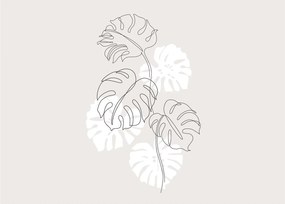 Obraz na szkle - Line art monstera N⁰3 (70x50 cm)