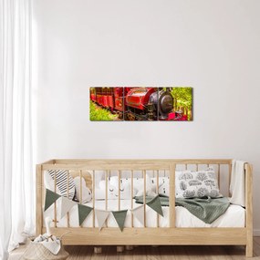 Obraz pociągu parowego (z zegarem) (90x30 cm)