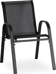 Zestaw Mebli Ogrodowych MINNESOTA Czarny Ławka Krzesła Stolik Tarasowy Siatka Nowoczesny