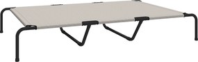 PawHut Leżanka dla psa Outdoor, Podwyższone legowisko dla dużych psów, z ramą stalową, oddychająca siatka, 152x94x23 cm, Beżowy | Aosom PL