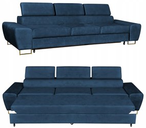 Sofa kanapa 3 os rozkładana z f. spania Bosso Family meble granatowy welur
