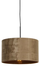 Nowoczesna lampa wisząca czarna z brązowym kloszem 35 cm - Combi Nowoczesny Oswietlenie wewnetrzne