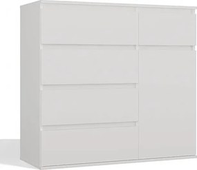 Biała nowoczesna komoda z szufladami i półkami 100cm B4-D90