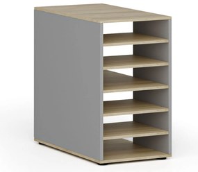 Szafka z półkami do biurka PRIMO GRAY, prawa, szary/brzoza