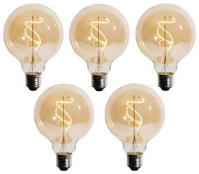 Zestaw 5 ściemnialnych żarówek LED E27 z żarnikiem spiralnym G95 4W 270 lm 2200K