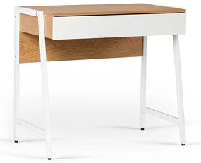 Małe biurko z szufladą dąb naturalny + biały - Monato