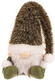 Dekoracja świąteczna Krasnal siedzący, wys. 20 cm, zielono-biały, 20 CM