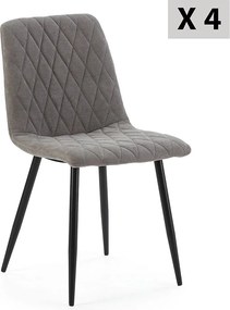 Zestaw 4 krzeseł Colummn Abril pokrytych szarym materiałem.