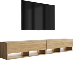 Szafka pod telewizor 200 (2 x 100) cm Dąb Craft, LED biały, 200 × 32 × 34 cm
