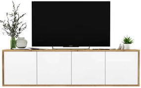 Ścienna szafka rtv dąb wotan + biały M0-P59