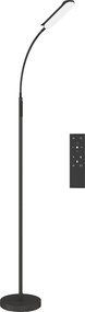 HOMCOM Lampa podłogowa LED, 5 trybów, funkcja pamięci, regulacja jasności, stal, czarny