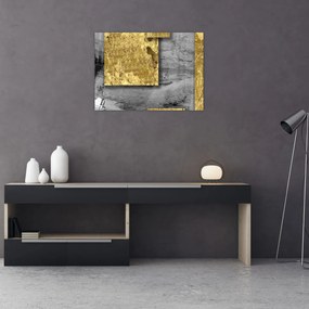 Obraz na szkle - Złote kwadraty N⁰2 (70x50 cm)