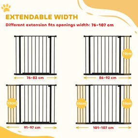 PawHut Regulowane zabezpieczenie dla psów, montaż zaciskowy, stal, 76-107 x 76 cm, czarne