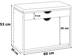 Otwierana czarna szafka na buty z siedziskiem  E5-H58