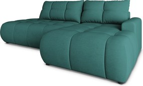 Masseno Narożnik FLUMA z funkcją spania i pojemnikiem na pościel Narozniki L, Rozkładana sofa - Lazurowy, CASTEL 75