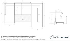 Turkusowa rozkładana sofa w kształcie litery "U" Miuform Scandic Lagom, prawostronna
