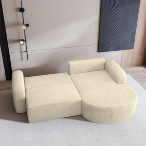 Masseno Narożnik AMILIA z funkcją spania i pojemnikiem na pościel Narozniki L, Rozkładana sofa - Kremowy, QUELLE 02