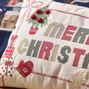 Bawełniana poduszka dekoracyjna ze świątecznym motywem 30x50 cm Merry Christmas Cross Stitch – Catherine Lansfield
