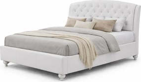 Białe łóżko tapicerowane do sypialni glamour E8-A51