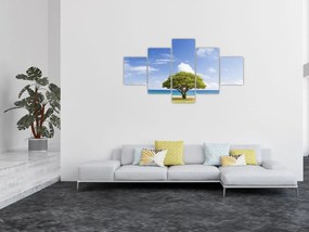 Obraz plaży z drzewem (125x70 cm)