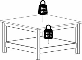 Kwadratowy stolik kawowy z półką Madrid, jackson hickory