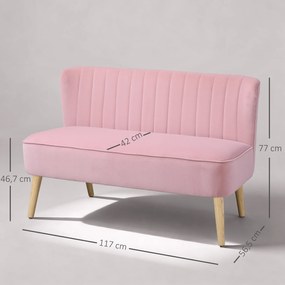 HOMCOM Sofa 2-osobowa materiałowa sofa tapicerowana sofa wypoczynkowa szeroka różowa | Aosom PL