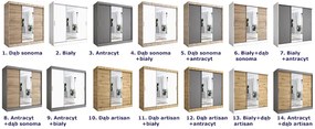 Szafa przesuwna antracyt + dąb sonoma 200 cm Thord 5X