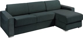 Kanapa narożna rozkładana uniwersalna z zielonego tkaninowego materiału - Powierzchnia spania 160 cm - Materac 22 cm z pamięcią kształtu - CALITO