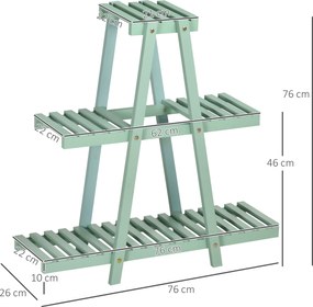 Stojak na rośliny Outsunny z 3 poziomami, na 6 doniczek, odporny na warunki atmosferyczne, 76 cm x 26 cm x 76 cm, Jasnozielony
