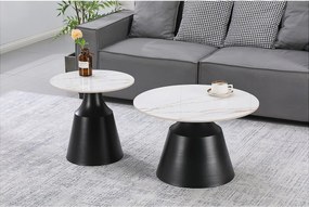 Zestaw 2 ceramicznych stolików kawowych "Vulca" - 70 x 70 x 43 cm - Biały