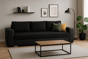 Ponadczasowa sofa z funkcją spania i pojemnikiem na pościel - KAMILA , Berlin 03 + Dolaro 33, capucino - brąz