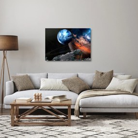 Obraz na szkle planety w kosmosie (70x50 cm)
