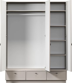 Szafa Lorini 150 cm z półkami - kaszmir / czarne uchwyty T-bar