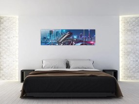 Obraz samochodu wyścigowego w nocy (170x50 cm)
