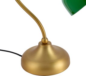 Klasyczna lampa stołowa z brązu z zielonym szkłem opalowym - Clerk